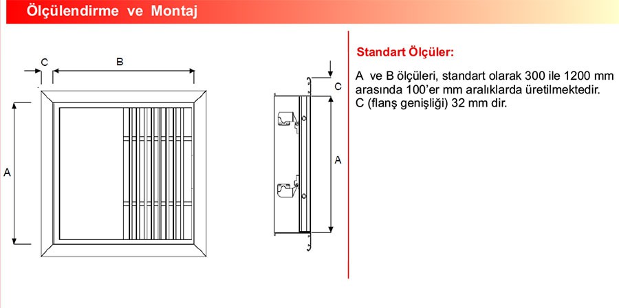 Ürün Ölçü : TMF MENTEŞELİ LİNEER MENFEZ